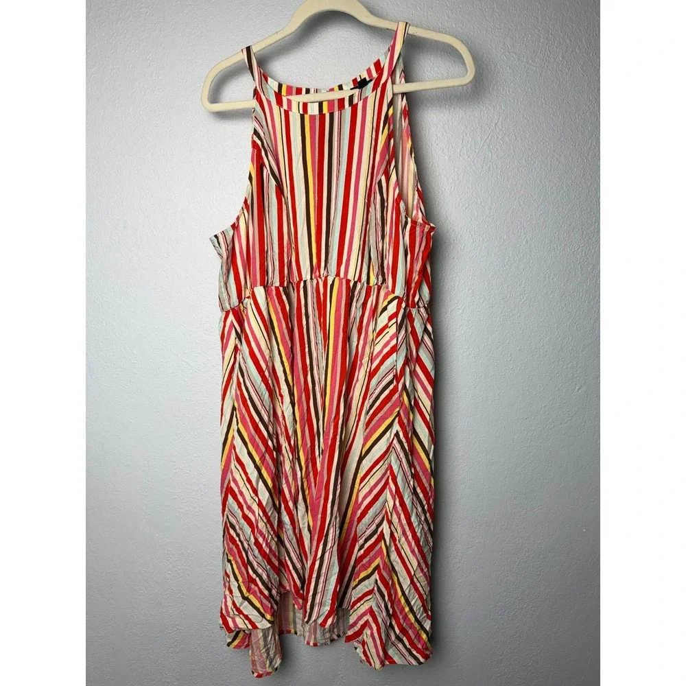 Torrid Dress Women's Size 3 Orange Striped Sleevless Festival Eclectic Vacation
